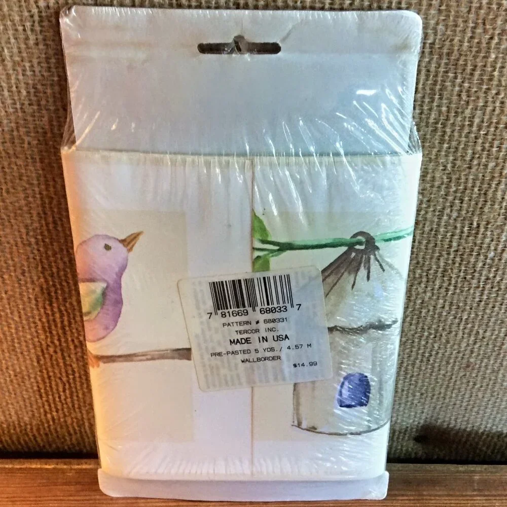 Tercor Amethyst Collection Bird Wall Border Pre-Pasted 5 Yd NIP Vintage Decor